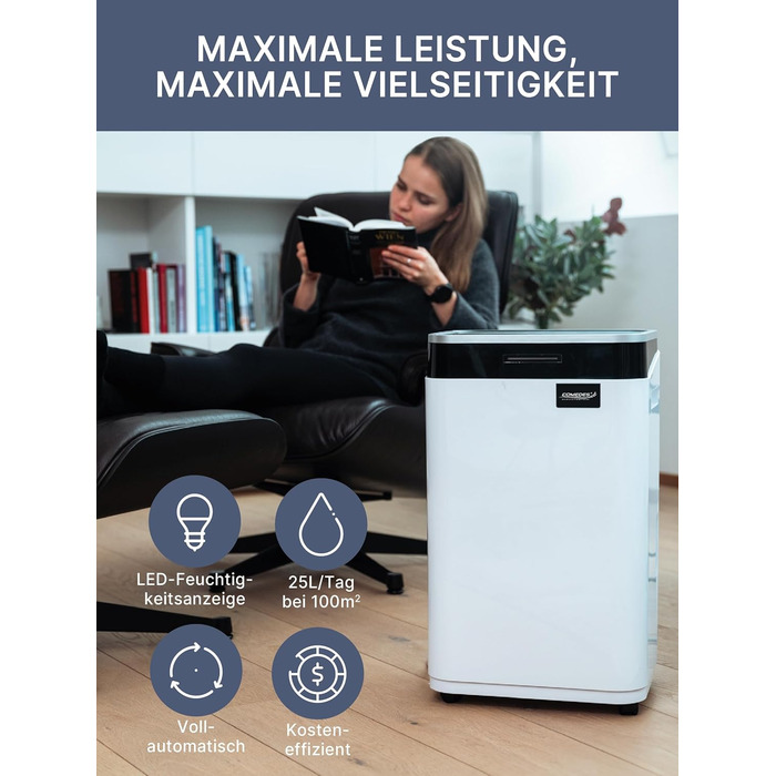 Будівельний осушувач повітря (макс. 25 л / 24 год) Підходить для всіх приміщень і підвалів площею до 100 м / 230 м 25 л / 24 год,