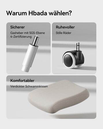 Ергономічне офісне крісло Hbada P1, стілець для роботи з регульованою поперековою опорою, стілець для домашнього офісу з 2D-підголівником, складними підлокітниками, обертове комп&39ютерне крісло, сірий колір