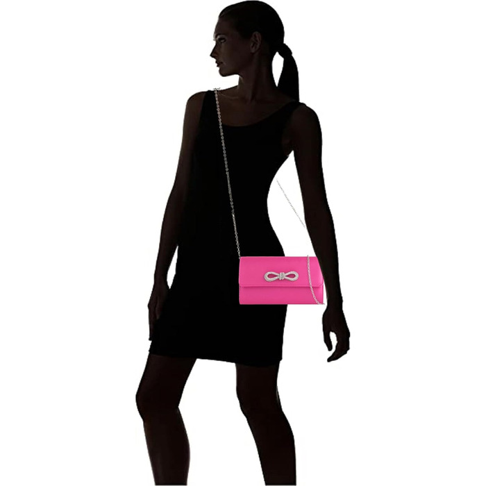 Сумочка з атласним бантом, весільний аксесуар, для випускного, весілля, вечора, вечірки, фуксія