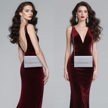 Сріблясте вечірнє клатч-гаманець Larcenciel Чорний Крокодил з лакованої шкіри, прикрашене стразами та ланцюжком, ідеально підходить для весілля, випускного балу або коктейльної вечірки