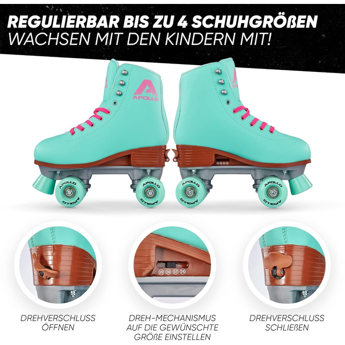 Роликові ковзани Apollo Disco Roller, Classic Roller Роликові ковзани для дітей та дорослих Роликові ковзани з регулюванням розмір