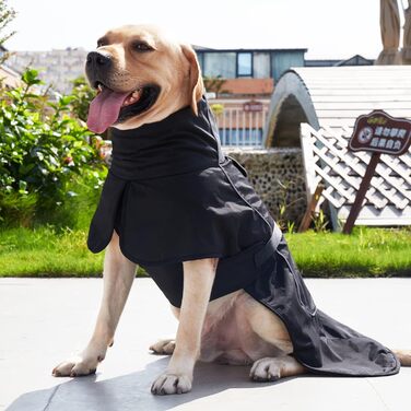 Водонепроникне пальто для собак з флісовою підкладкою - Вітрозахисне зимове пальто та дощовик зі світловідбиваючими смужками - Тепла куртка для собак для використання в приміщенні/на вулиці, всі розміри (чорний, S) Чорний S