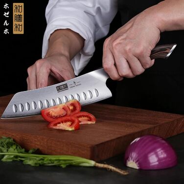 Ніж HOSHANHO Santoku, японський кухонний ніж Шеф-кухарський ніж професійний ніж, гостре лезо AUS-10 з ергономічною ручкою, подарун