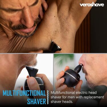 Бритва для лисої голови Veroshave з 7 лезами для чоловіків - бездротова акумуляторна машинка для стрижки волосся з вигнутими лезами, чисте та ретельне гоління, зручний набір для догляду за волоссям у подорожах