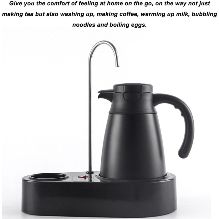 Двошаровий автомобільний чайник Haofy, 1200 мл, швидке нагрівання, безпечний для пиття, дорожня кружка з кришкою для ізоляції окро