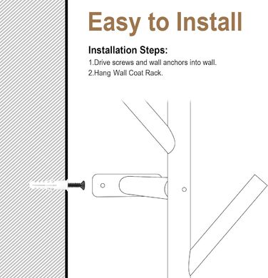 Настінна вішалка LOFTPLUS Black - 100см металева вішалка з 11 гачками, вішалка для курток, пальто, шапок, шарфів і сумок 100см чор