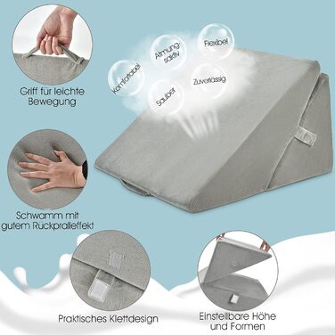 Клиноподібна подушка GOPLUS для ліжка, подушка для читання, подушка у формі книги для відпочинку, чохол з піни з ефектом пам&39яті, що прається, подушка для ніг, подушка для спини, ергономічна з ручкою, подушка для ніг, розслаблююча подушка для дивана та 