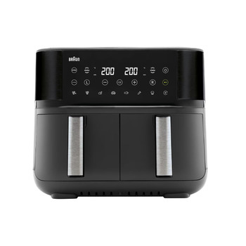Аерофритюрниця Braun TwinCook 3 TD3030IBK, 2 камери, 8л (4л 4л), 80-200, функція Sync, 8 програм, легке очищення, 2850Вт, чорна