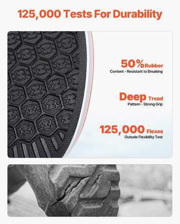 Чоловічі гумові чоботи до щиколотки VEVOR, розмір 45.5 EU, сірі