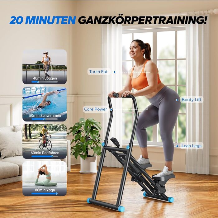 Степер для сходів MERACH 2025 Pro, Stairmaster для дому з регульованими 3 рівнями опору, складний кардіо-степер Stairmaster з регульованими ручками для фітнес-обладнання для домашнього офісу, чорний
