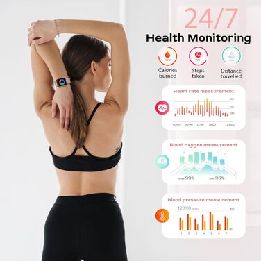 Жіночий смарт-годинник 1,83 дюйма з HD-сенсорним екраном, функцією телефону, фітнес-трекером, понад 120 спортивними режимами, серцевим ритмом, SpO2, вимірюванням артеріального тиску, IP68, монітором сну, смарт-годинник для iOS та Android (рожеве золото)