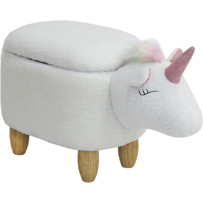 Дитячий табурет для тварин табурет для тварин з місцем для зберігання м'який табурет з дерев'яними ніжками біла веселка тваринний