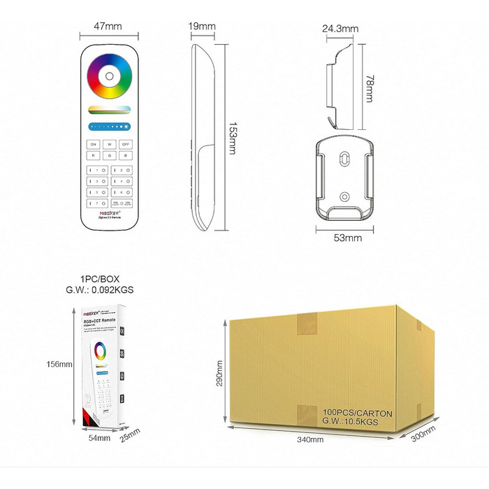 Пульт дистанційного керування MiBoxer FUT089Z RGBCCT (Zigbee 3.0)