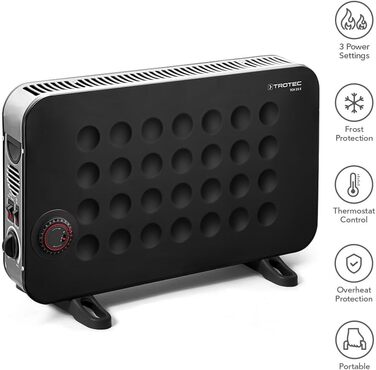 Електричний радіатор TROTEC TCH 25 E теплова потужність 750 Вт / 1250 Вт / 2000 Вт портативний конвектор, чорний 2000 Вт Чорний