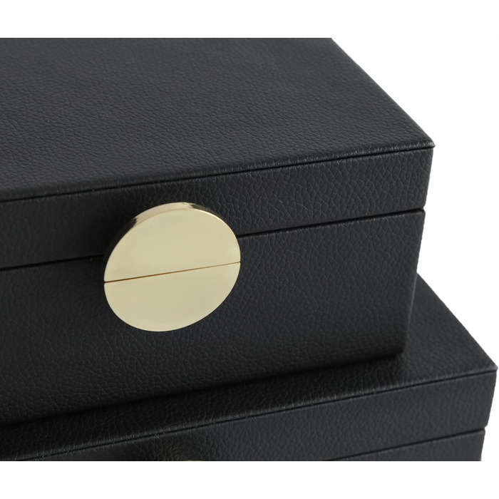 Шкатулки для ювелірних виробів HofferRuffer зі штучної шкіри, декоративні скриньки для зберігання, органайзери для аксесуарів із золотистою фурнітурою, класична чорна веганська шкіра, набір з 2 шт.