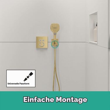 З'єднувач для душу з тримачем для лійки hansgrohe FixFit E, з зворотним клапаном, Polished Gold Optic