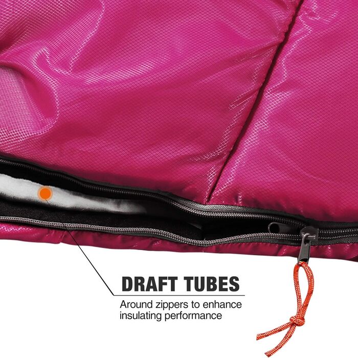 Дитячий спальний мішок REDCAMP для хлопчиків та дівчаток 175 x 65 см, матусин спальний мішок, зручний, легкий, теплий, регульована довжина, 3 сезони, підходить для кемпінгу та активного відпочинку, синій/рожевий. Наповнювач 0,1 кг.