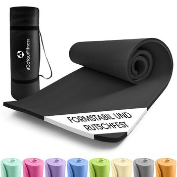 Нековзний килимок для фітнесу 183x61 см або XXL 190x100 см Товщина 0,8-2 см Килимок для вправ, щадний для суглобів Килимок для йоги Для початківців та досвідчених користувачів Підходить для використання в приміщенні/на вулиці 183 x 61 x 1 см, чорний