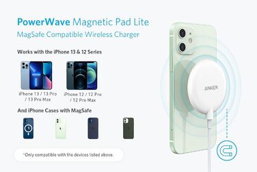 Комплект бездротової магнітної зарядної панелі з 150-сантиметровим зарядним кабелем USB-C та адаптером живлення, підходить для iPh