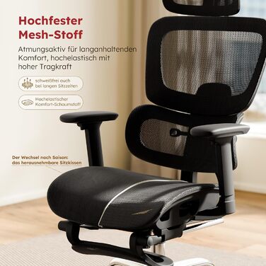 Ергономічне офісне крісло з підставкою для ніг та знімною подушкою