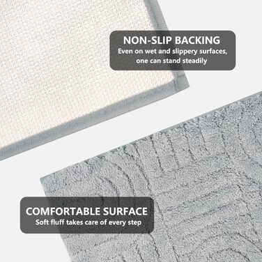 Комплект килимків для ванної кімнати з 3 м&39яких мікрофібрових килимків для ванної, нековзні, що праються, водопоглинаючі, U-подібні для душу, туалету та ванни (сірий) 45x6550x8050x60 см сірий