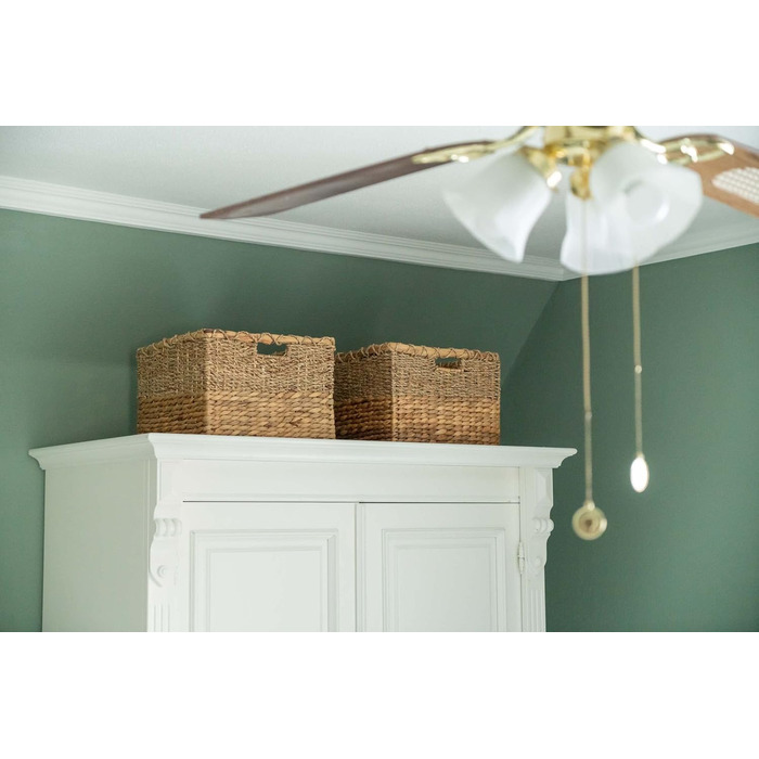 Плетений кошик для зберігання з водяного гіацинта та морської трави, прямокутний - квадратний кошик з полицями - Kallax/Expedit - Д 34 см, , натуральний