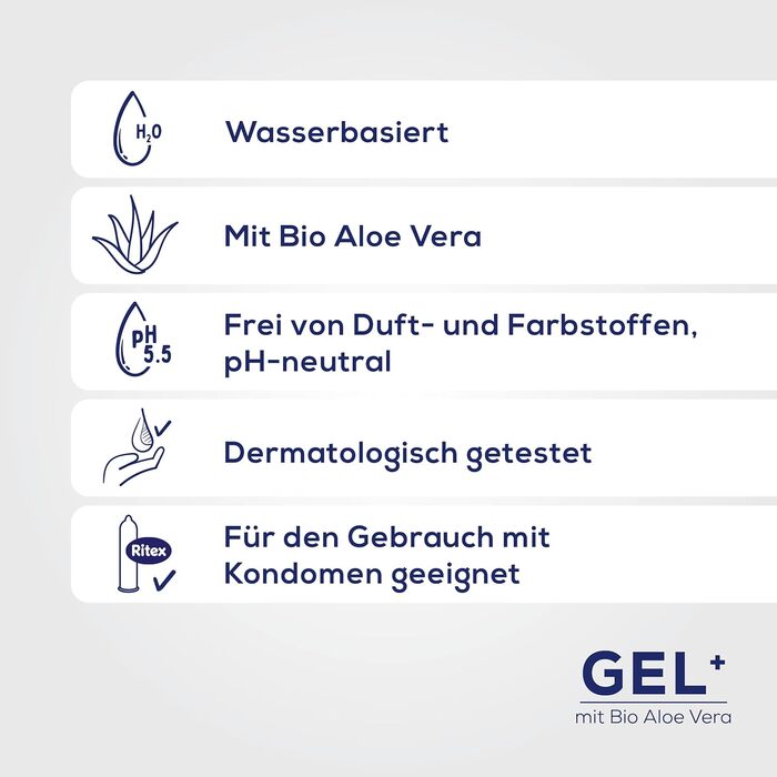 Лубрикант на водній основі Ritex Gel+, з органічним алое вера, 2 x 50 мл