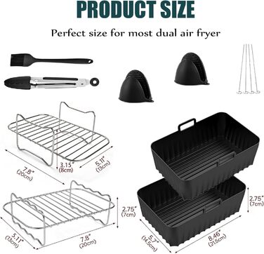 Аксесуари для фритюрниці Air Fryer - аксесуари з 8 предметів Аерофритюрниця з мультипіччю Силіконова форма для фритюрниці, аксесуари для фритюрниці XXl Силіконова вставка для фритюрниці Аерофритюрниця
