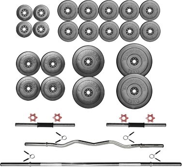 Багатофункціональна силова лава Train Hard з силовою станцією для тяги ширшого хвата, дисками вагою від 90 до 150 кг, штангою та комплектом штанг, що складається зі штанги, гантелей та грифа для згинань рук штанги 100 кг, гантелей та грифа для згинань рук