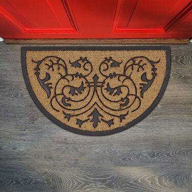 Килимок для дверей Relaxdays з кокосового волокна напівкруглий 100 x 60 см, кокосовий килимок з нековзною гумовою основою, килимок з кокосового волокна як килимок для збору бруду та очищення, килимок для дверей для використання всередині та зовні приміщен