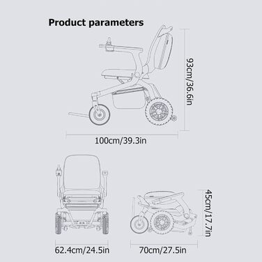 Складна електрична інвалідна коляска All Terrain з подвійною батареєю - легка погодостійка електрична інвалідна коляска для дорослих - компактна та портативна модель на ринку