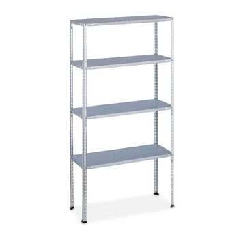 Посилений стелаж Relaxdays, вантажопідйомність 200 кг, 4 полиці, ВxШxГ 150 x 75 x 30 см, для підвалу та гаража, сталь, оцинкований, сріблястий