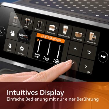 Повністю автоматична кавоварка Philips Series 5400 - молочна система LatteGo, 12 спешелті кави, інтуїтивно зрозумілий дисплей, 4 профілі користувача, чорний (EP5441/50)