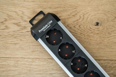 Розеткова планка Brennenstuhl Premium-Alu-Line 4-роздільна/розеткова планка з високоякісного алюмінію (розетка на кілька розеток з