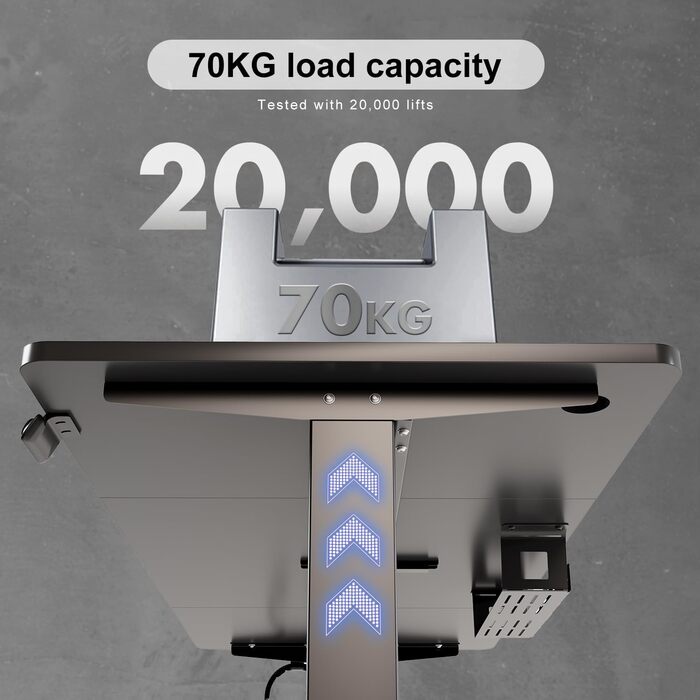 Стіл для письмового столу 180 x 80 см з лотком для кабелів, електрично регульований по висоті стійкий стіл для стояння, комп'ютерн