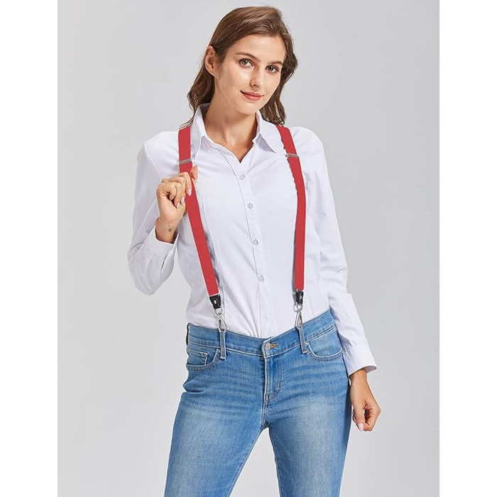 Підтяжки Ausukler Extra Strong 2,5 см з карабін-гачками червоний