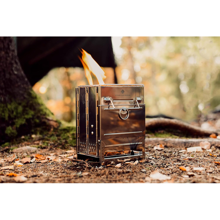 Вугільний гриль з нержавіючої сталі, складаний для кемпінгу та використання на свіжому повітрі портативний гриль, кемпінговий гриль, вуличний гриль кемпінговий гриль дуже стабільний та компактний, 21 см x 14 см x 14 см