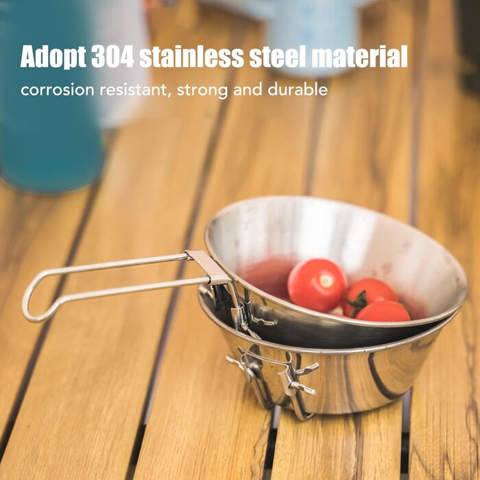 Кемпінгове начиння CHICIRIS, миски з нержавіючої сталі 304 зі складними ручками, легкий портативний набір мисок із 4 предметів для походів та подорожей