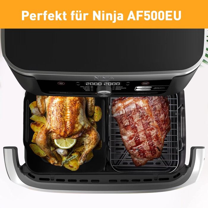 Набір аксесуарів для фритюрниці з силіконовою формою Gtkei з 8 предметів для Ninja Foodi AF500EU Flexdrawer 10.4 л, без бісфенолу А Аксесуари для фритюрниці Ninja AF500EU, стійки та інструменти з нержавіючої сталі 18/8