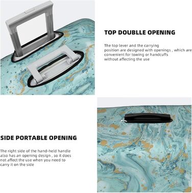 Чохол для валізи Азурит, блакитно-зелений з золотистим малюнком Олійний мармур, еластичний, миючий, захист від подряпин, для дітей та дорослих (45,753,3 см)