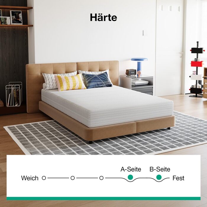 Матрац Novilla 140x200 см з холодної піни, рівень жорсткості H3/H4, 7-зонний комфортний матрац з піни, дихаючий комфортний згортаючий матрац зі знімним тканинним чохлом, сертифікований Oeko-TEX, висота 18 см, 18 см, 140 x 200 см