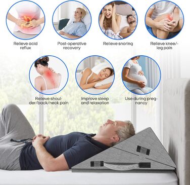 Клиноподібна подушка для ліжка, регульована клиноподібна подушка, подушка для читання для ліжка, подушка для дивана, подушка для спини, яку можна прати, подушка для підтримки спини з піни з ефектом пам&39яті, спинка для лікування рефлюксу, апное сну, чита