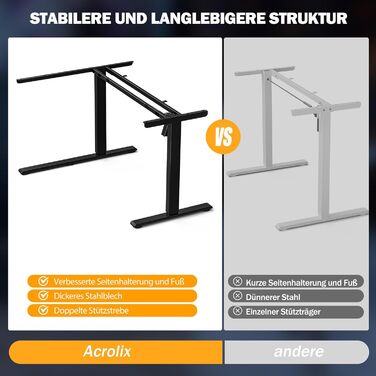 Кутовий стіл, регульована висота, L-подібна, 150 x 100 см, електричне регулювання висоти, ергономічний стіл з підставками для чашок та гачками, стабільний офісний стіл, чорний карбон, чорний карбон L-подібний 59