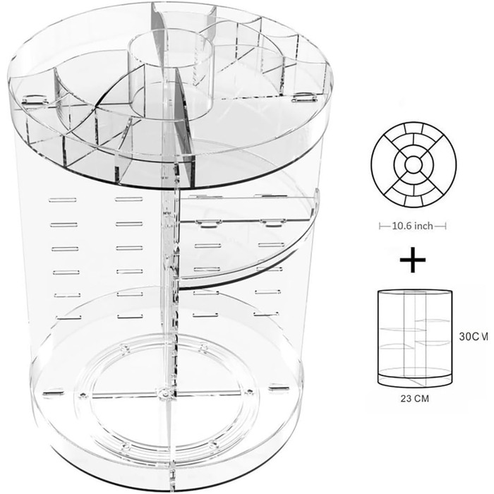 Обертовий органайзер для макіяжу Прозорий обертовий органайзер для догляду за шкірою Косметична стійка, 360