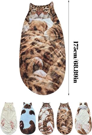 Спальний мішок для дорослих - Чарівний спальний мішок-конверти для котів, спальний мішок для котів, чарівний плюшевий спальний мішок для котів, плюшевий спальний мішок для кемпінгу та подорожей, жовтий колір B