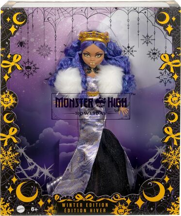 Лялька Monster High Howliday Winter Edition, колекційна річ Clawdeen Wolf, у лавандовій сукні ICY з хутряним боа та аксесуарами, різнокольоровий колір