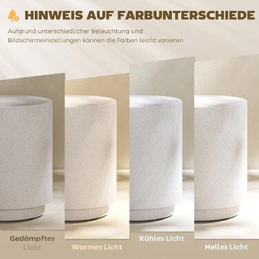 Круглий приставний столик/тумбочка HOMCOM з бетонним виглядом, журнальний столик з підставками для ніг, столик для вітальні, столик-диван, журнальний столик для вітальні/спальні, Ø37 x 43 см, кремово-білий