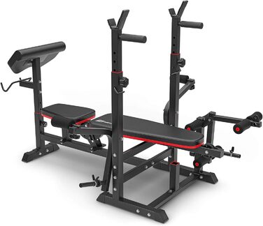 Силова лава Hop-Sport, багатофункціональна тренувальна лава з механізмом метелик, накладка на згинання ніг та згинання рук, регульована стійка для штанги, домашня фітнес-станція, вантажопідйомність 270 кг