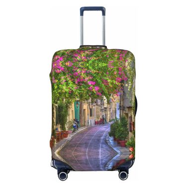 Чохол для валізи Весняний сад з принтом, еластичний захист від подряпин та пилу, чорний, розмір 95