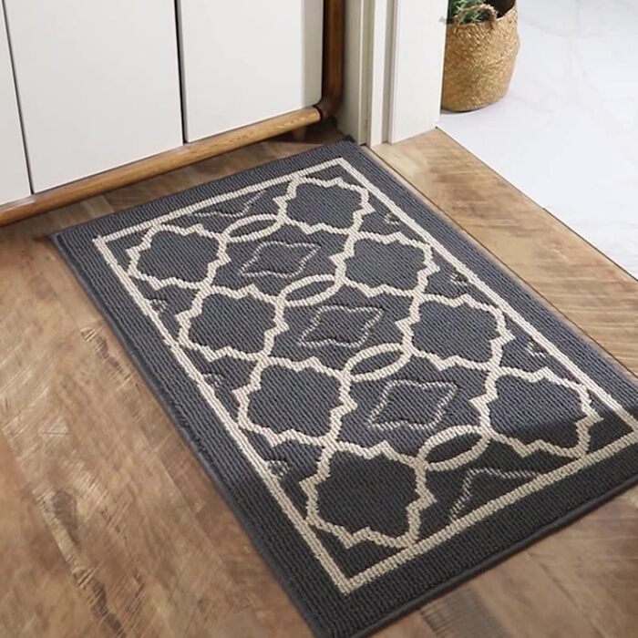 Килимок CHICHIC для вбирання бруду 80 x 120 см, килимок для внутрішніх дверей, нековзний та придатний для прання в пральній машині, водопоглинаючий, килимок для очищення вхідних дверей, коридору та вхідної зони, сірий, 80 x 120 см (прямокутний)